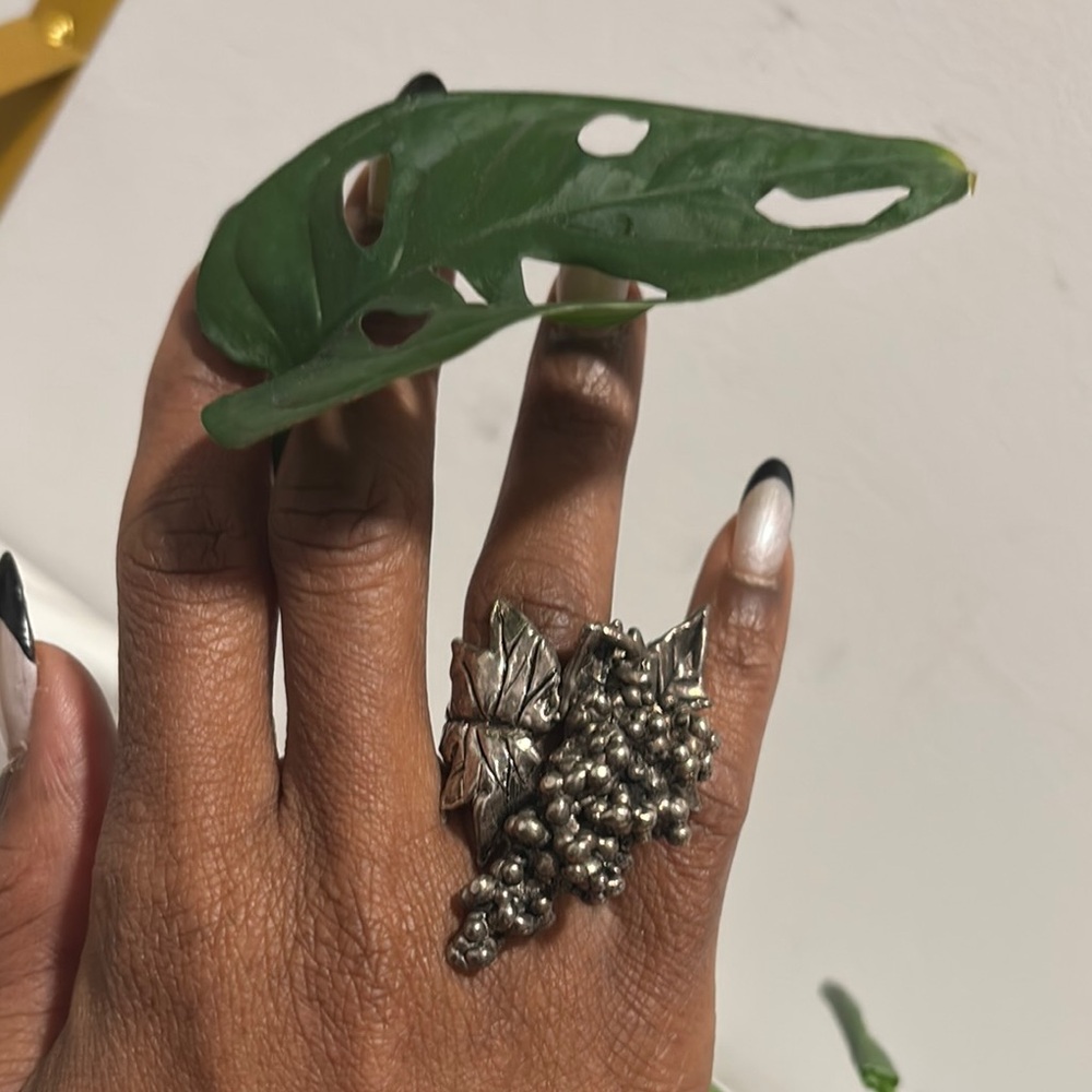 Unique Silver Grape Leaf Ring - image 1
